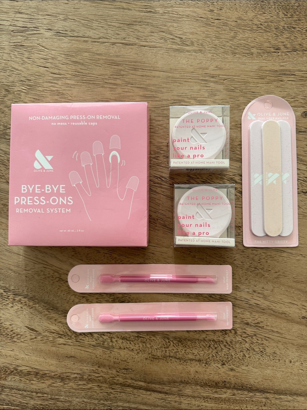 Olive & June Pink Bye-Bye Press-Ons Removal System & Nail Tools